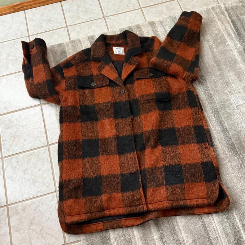 Old Navy Women's 3/4 length rust and black lined coat